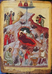 Krisztus születése, orosz ikon, 16. század